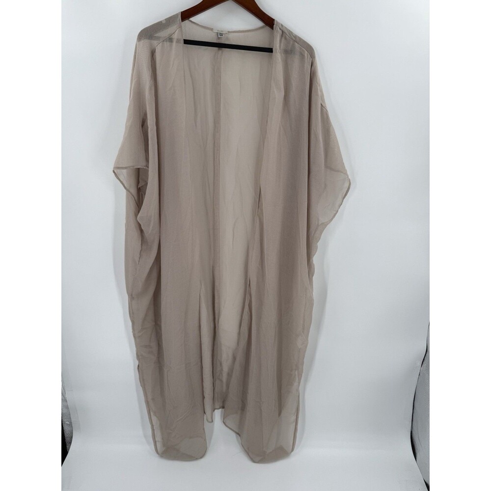 Ecoté Open Front Boho Kimono Tan Sheer Great Cover-Up Throw Over Dress Wrap OS